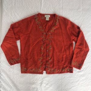 Vintage L.L. Bean Orange Cardigan